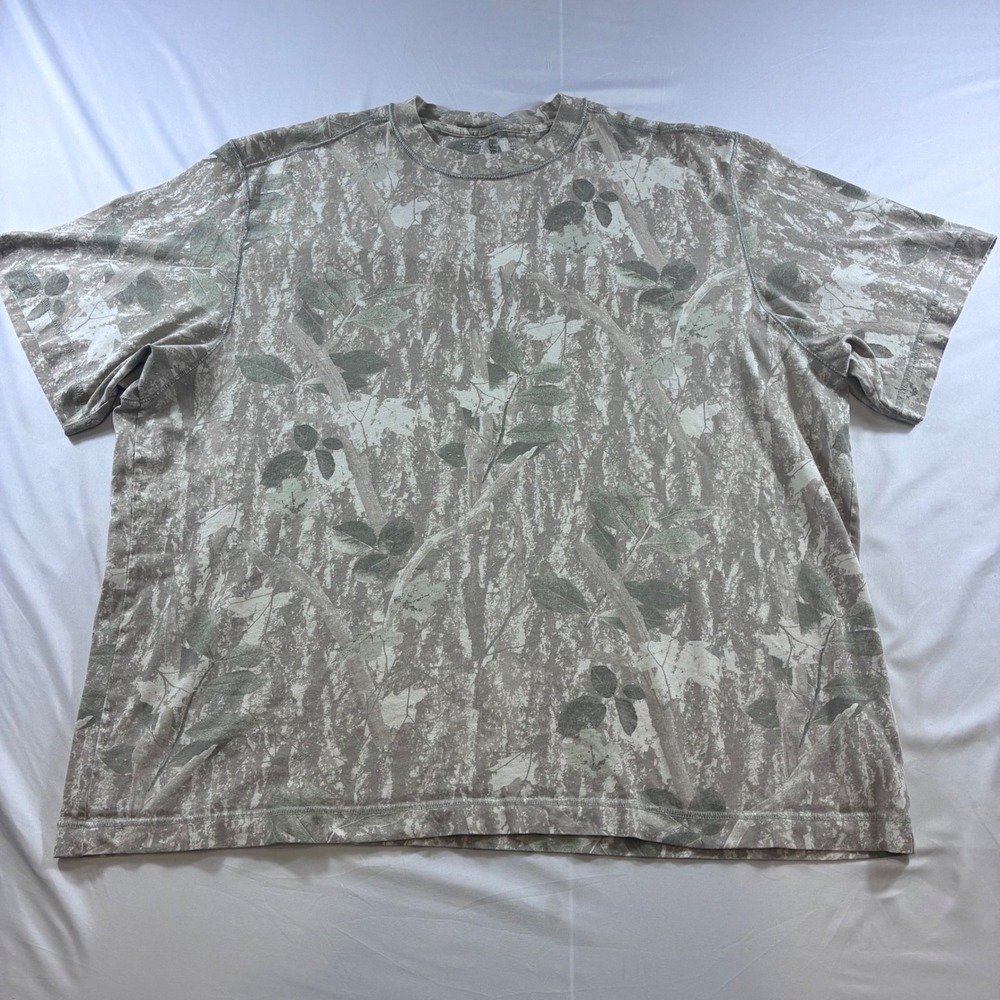 Abercrombie & Fitch Mens XXL Tall Camo Tree Print Vintage Fit T-Shirt Tan Green